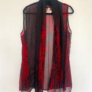 Coldwater Creek Sleeveless Cardigan Vest Lightweight Sheer Floral Print One Size